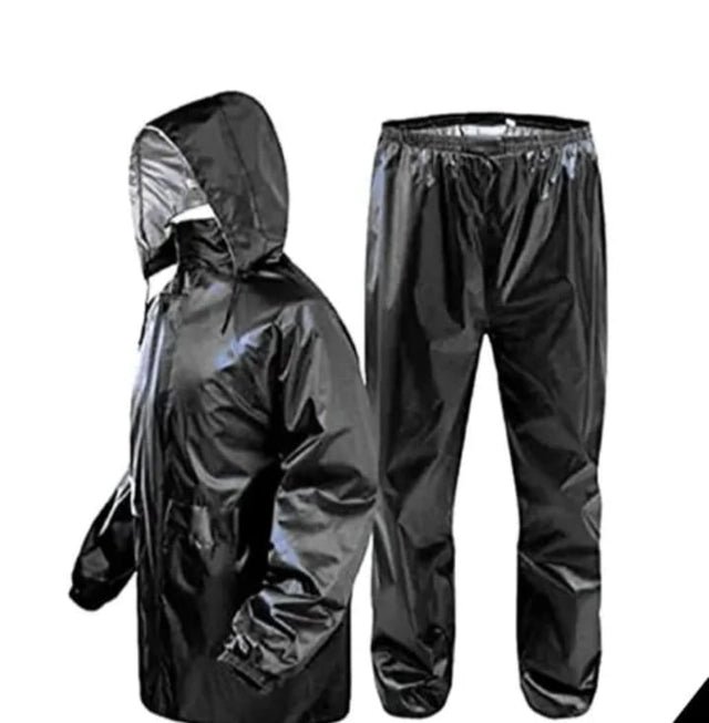 Polyester Solid Rainsuit for Men (Black, XL)